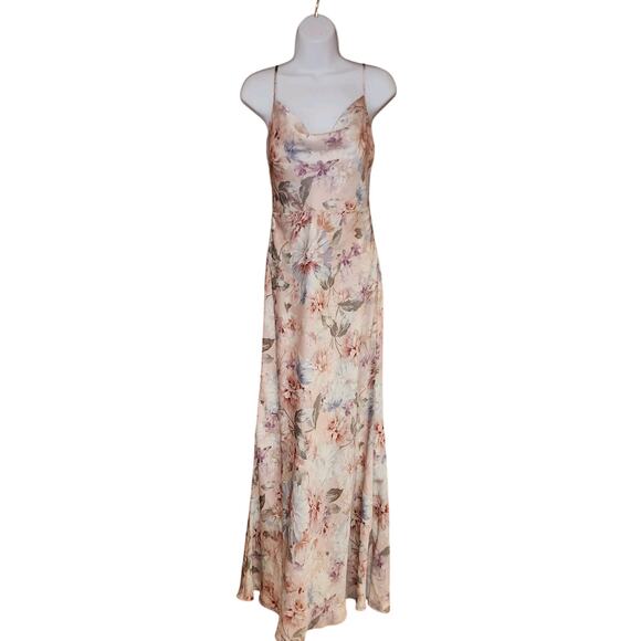 Jenny Yoo Collection Leticia Droop Neckline Satin Floral Print Maxi Dress Sz 2 - Picture 4 of 5